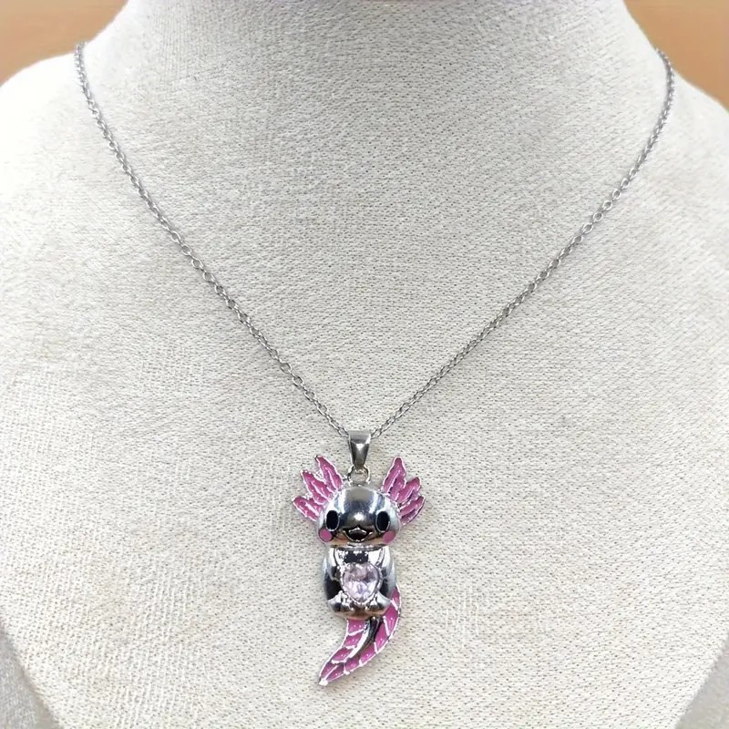 Women's Fashionable Axolotl Pendant Necklace, Holiday Gift